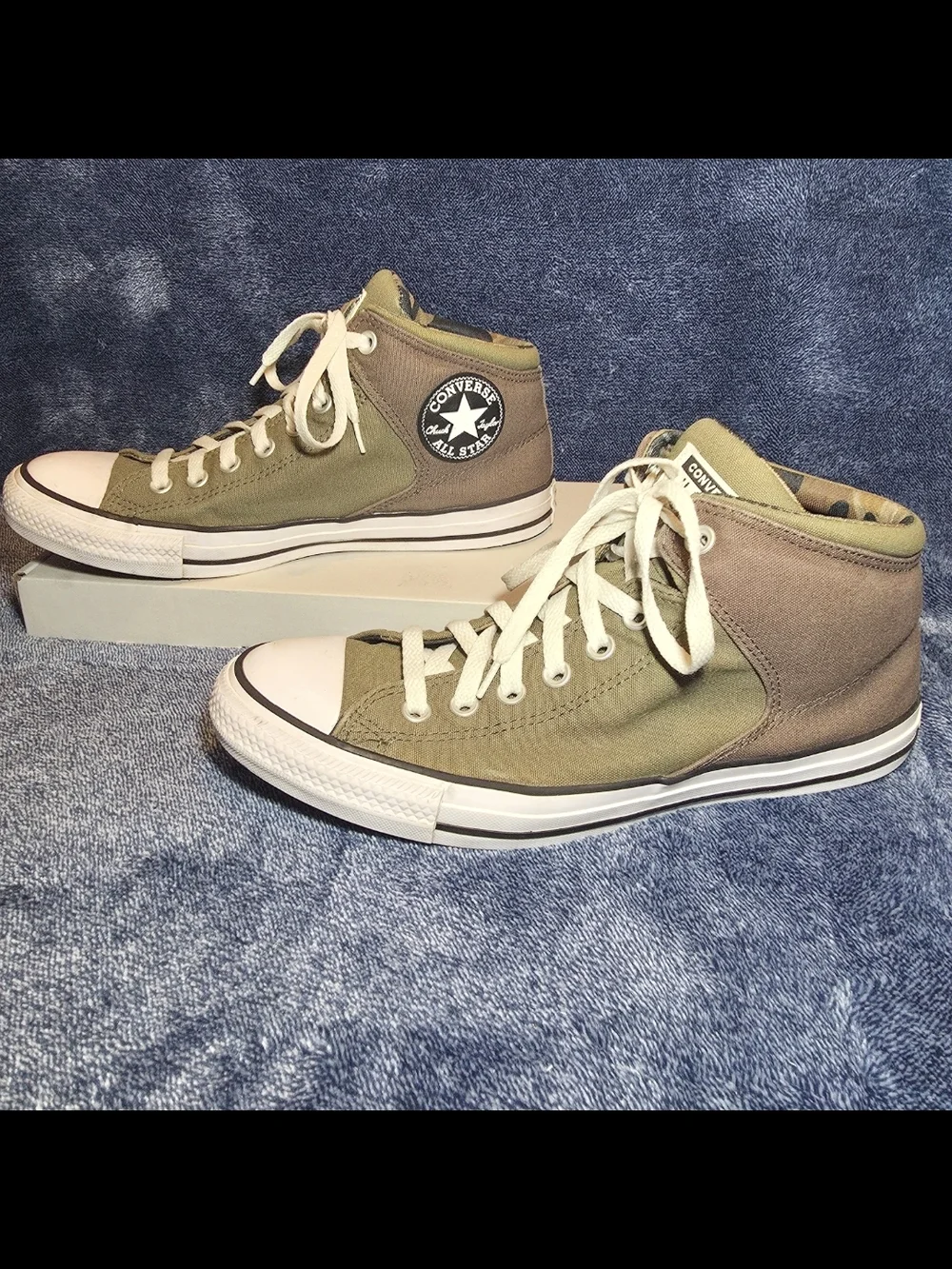 Converse Olive and Brown High-Top Canvas Sneakers "Vintage Cargo" - Picture 2 of 7